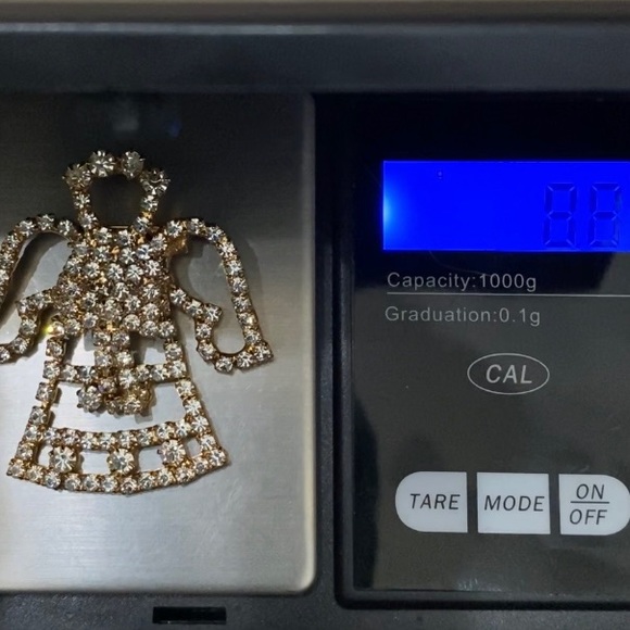 Vintage Unsigned Pave Rhinestones Crystal Gold-tone Angel Christmas Brooch - Picture 11 of 11